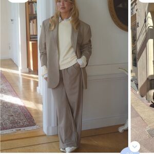 Djerf Avenue Favorite Pants- Oat Wide Leg Pants